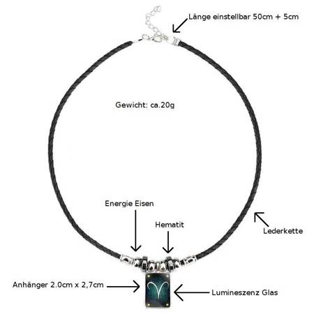 Stier - Lumineszenz Halskette mit Sternzeichen